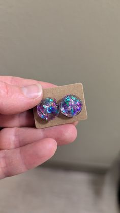 Resin earring studs with holographic  glitter.  Made in Missoula, Mt, USA. This is made to order, so each set may vary slightly. Resin Stud Earrings, Resin Earring, Wedding Gift Baskets, Earring Studs, Holographic Glitter, Jewelry Earrings Studs, Etsy Earrings, Wedding Gifts, Jewelry Earrings