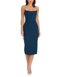 Find DRESS THE POPULATION Cosette Strapless Bodycon Dress on Editorialist. The Dress The Population Cosette Strapless Bodycon Dress features a fitted silhouette, a strapless neckline, and a corset bodice. This dress has a knee length hem and a back zipper closure. It is a perfect option for cocktail party or special occasions. Blue Party Midi Dress With Straight Neckline, Blue Midi Dress With Straight Neckline For Party, Blue Midi Dress With Fitted Bodice For Night Out, Blue Bodycon Dress With Straight Neckline, Blue Bodycon Dress With Fitted Bodice For Night Out, Blue Strapless Dress With Straight Neckline For Party, Blue Bodycon Dress With Fitted Bodice, Blue Strapless Dress With Straight Neckline For Night Out, Blue Strapless Midi Dress For Cocktail