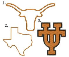 the texas longhorns logo is shown next to an outline of the texas longhorn