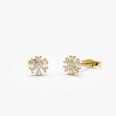 Diamond Earrings / 14K Gold Flower Design Diamond Earrings / Floral Design Earrings By Ferkos Fine Jewelry / Gift For Women ▶ Details   * Made to Order * Gold Kt: 14K (also available in 18K) * Available Gold Colors: Rose Gold, Yellow Gold, White Gold * Diameter: 5 MM * Round Diamond: 12 Pcs 1.2 MM * Round Diamond: 2 Pcs 1.90 MM * Diamond Color & Clarity: G Color SI Clarity * Diamond Ctw: 0.18 ctw * Ready to Ship in 1-2 Business Days ▶ See more of our Diamond Earrings here - https://etsy.me/3YbpVq2  ▶ See our storefront here - http://etsy.me/2lUcVnH  ▶ All store sections here  Diamond Rings - http://etsy.me/2lwKUl8  * Diamond Earrings - http://etsy.me/2lyqVBP  * Diamond Necklace - http://etsy.me/2mqa6O1  * Diamond Bracelets - http://etsy.me/2mVrAB5  * Diamond Wedding Rings - https://etsy.me Classic Clip-on Diamond Earrings As A Gift, Classic 14k Gold Flower-shaped Earrings, 14k Gold Flower Shaped Earrings For Anniversary, Gift Yellow Gold Clip-on Diamond Earrings, White Diamond Clip-on Earrings For Gift, Yellow Gold Clip-on Diamond Earrings For Gift, Yellow Gold Clip-on Diamond Earrings As Gift, Clip-on Yellow Gold Diamond Earrings As Gift, Classic Yellow Gold Cluster Earrings For Gift