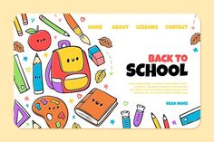 back to school banner with colorful items