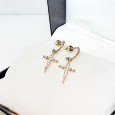 Small 18k Gold Cross Religious Catholic Christian Cubic Zirconia Earrings Women Cross 18k Yellow Gold Plated Drop Earrings With Dazzling Cubic Zirconias. Add An Edgy Look To Your Outfit With A Pair Of Light-Weight Cross Earrings. Earring Height 1 1/4”” Length 1/2” - Hypoallergenic - 18k Gold Plated - Height Width #Jesus #Communion #Confirmation #Baptism #Christining Crossearrings Crucifix Blessed Prayers Praying Protection Christian Catholic 18k Gold Cross Earrings - Small Hoop Earrings - Dangle Luxury Gold Diamond Cut Earrings, Gold Plated Diamond Earrings For Formal Occasions, Elegant Gold Diamond Earrings Tarnish Resistant, Luxury Gold Diamond Earrings, Elegant Gold Tarnish Resistant Diamond Earrings, Gold-plated Diamond Earrings Fine Jewelry, Gold Cubic Zirconia Tarnish-resistant Earrings, Luxury Gold Earrings With Diamond Cut, Yellow Gold Diamond Earrings, Pierced