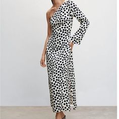 Never Worn Polka-Dot Asymmetrical Dress Still Available On Mango’s Site For $129.99! Flowy Fabric. Asymmetric Design. Straight Design. Long Design. Spots Print. Asymmetrical Neckline. Long Flared Sleeve. Side Zip Fastening. Gathered Details. Ref. 47025858-Circle-Lm Chic One-sleeve Summer Maxi Dress, Summer One-shoulder Dress For Date Night, Chic One Shoulder Maxi Dress For Brunch, Elegant Spring One-shoulder Dress With One Sleeve, Elegant One Shoulder Dress With One Sleeve For Spring, Summer Midi Dress With One Sleeve, Chic One-shoulder Spring Dress With One Sleeve, Chic Spring One Shoulder Dress With One Sleeve, Casual One-shoulder Midi Dress For Evening