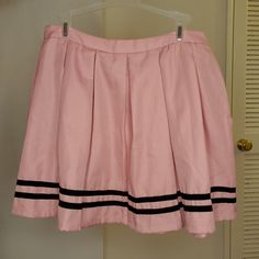 Pink Cheer Skirt With Black Stripe From Hot Topic Size: L New With Tags, Never Worn Summer School Pink Pleated Skirt, Pink Pleated Skirt For School In Summer, Trendy Pink Cotton Pleated Skirt, Pink Summer Mini Skirt For School, Pink Mini Skirt For School In Summer, Casual Pink Cotton Pleated Skirt, Pink School Skirt For Spring, Pink Pleated School Skirt, Pink Pleated Cotton Mini Skirt