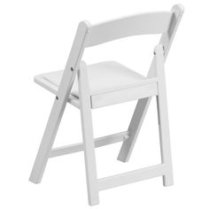 a white plastic folding chair on a white background