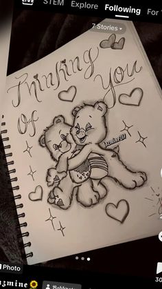 a drawing of two teddy bears hugging each other with the caption saying, i love you