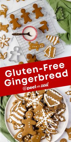 gluten - free gingerbread cookies on a white plate