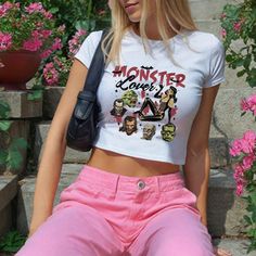 Monster Lover Crop Top, Vintage Halloween Tank Top, Horror Movie 90's Baby Tee, Spooky Season Cropped, Horror Reader Gifts For Women,S012 🛍️👚🎉 WELCOME TO CUSTOM STYLE TEE! ️ Looking for high-quality, comfy shirts you can customize for special occasions or loved ones? You're in the right place! At Custom Style Tee, we're passionate about our craft and dedicated to providing a great shopping experience. Got any questions about our products? Don't hesitate to reach out--we'll get back to you quickly! 🛒 H O W T O O R D E R 1️⃣ Take a moment to review all product photos. 2️⃣ Choose your T-shirt size and color. Note that different styles may have slightly different shades of the same color due to brand variations. For exact color matching, we suggest selecting shirts from the same style (e.g Fun Fitted Tops With Character Print, Summer Pop Culture Tops With Cartoon Print, Summer Cartoon Print Tops In Pop Culture Style, 90s Style Halloween Streetwear Top, White Y2k Tops For Halloween, White Y2k Style Top For Halloween, Fitted Casual Halloween Tops, Fitted Casual Tops For Halloween, 90s Crew Neck Halloween Tops