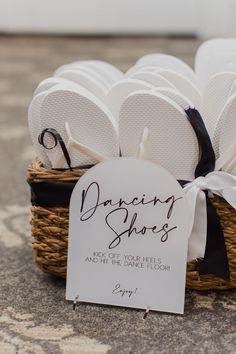 wedding flip flop basket signage Flip Flop Basket, Wedding Flip Flops, Wedding Activities, Dancing Shoes