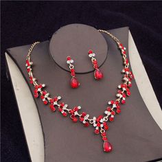 Crystal Rhinestone Jewelry Sets For Gifts, Elegant Crystal Rhinestone Necklace For Valentine's Day, Crystal Jewelry Sets As Gift, Jeweled Crystal Jewelry Sets In Costume Style, Jeweled Crystal Jewelry Sets For Gifts, Jeweled Crystal Jewelry Sets As Gift, Costume Jewelry Crystal Jeweled Sets, Jeweled Crystal Costume Jewelry Set, Crystal Jeweled Costume Jewelry Sets