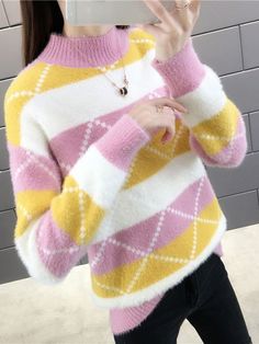 This is perfect for those who are looking for a clothing for a good price. It is fashionable, stylish, and it will look great on anyone who wears it. Do you wanahavit? Pink Long Sleeve Sweater For Work, Yellow Winter Sweater For Workwear, Yellow Winter Sweater For Work, Career Outfits, Pullover Sweater Women, Cool Sweaters, Knitted Jumper, Winter Sweaters, Oversized Sweater