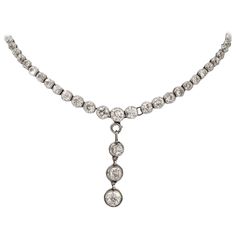 Amazing Old Mine-Cut Diamond Gold Platinum Necklace | From a unique collection of vintage drop necklaces at https://www.1stdibs.com/jewelry/necklaces/drop-necklaces/ Antique White Gold Necklace With Diamond Accents, Victorian Diamond Necklace With Single Cut Diamonds, Antique White Gold Diamond Necklace With Single Cut Diamonds, Antique Round Necklace With Diamond Accents, Diamond White Platinum Necklace With Rose Cut Diamonds, Platinum Diamond Necklace With Rose Cut Diamonds, Vintage Diamond Cut Necklace In Diamond White, Vintage Diamond White Necklace With Diamond Cut, Antique White Gold Diamond Necklace