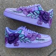 (eBay) Find many great new & used options and get the best deals for Nike Custom Air Force 1 "Purple Tie Dye Rose" Floral Sneakers Shoes Mens Womens at the best online prices at eBay! Free shipping for many products! Unique Air Force 1, Custom Shoes Cheap, Cool Custom Shoes, Custom Canvas Shoes, Women Nike Shoes Outfit, Purple Shoes Outfit, Purple Timberland Boots, Neon Nike Shoes, Casual Shoes Women Sneakers