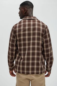 Available In Brown Combo. Fold Down Collar ZFront Button Closure Chest Pocket Long Sleeve Disclaimer: Stripe Placement Will Vary. 65% Polyester 35% Rayon Imported | Mens Boyle Plaid Shirt in Brown size Large by Fashion Nova Plaid Tops With Casual Collar And Button Closure, Casual Long Sleeve Camp Shirt With Button Closure, Plaid Top With Spread Collar And Button Closure, Plaid Top With Button Closure And Spread Collar, Brown Shirt With Lapel Collar And Button Closure, Plaid Camp Collar Tops With Relaxed Fit, Cotton Long Sleeve Camp Shirt With Button Closure, Brown Cotton Shirt With Lapel Collar, Plaid Shirt