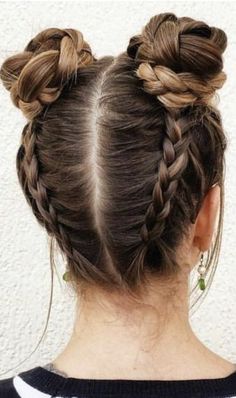 Braided Space Buns, Cool Hairstyles For Girls, Prom Hair Updo, Peinados Fáciles Para Cabello Corto, Short Hairstyle, Pretty Hairstyles