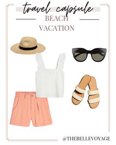 the travel capsule beach vacation in peach and white