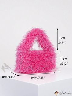 Bird in Bag - Fuzzy Pink Square Bag Trendy Party Pouch Baguette Bag, Trendy Party Baguette Pouch Bag, Trendy Baguette Pouch Bag For Party, Trendy Pink Rectangular Hobo Bag, Trendy Pink Square Bucket Bag, Trendy Rectangular Pink Bucket Bag, Trendy Hobo Bag With Removable Pouch For Party, Pink Tote Baguette Bag For Shopping, Trendy Party Hobo Bag