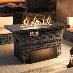 a fire pit sitting on top of a wooden floor