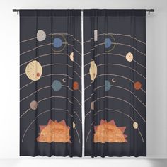 the solar system curtains with planets and sun