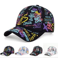 Unisex Letter Graffiti Printing Snapback Baseball Caps Outdoor Hats Adjustable Casual New In Bag Same Day Shipping Smoke And Pets Free Please Comment Which One Would You Like From The List Thank You!! Upgrade Your Hat Game With This Unisex Letter Graffiti Printing Snapback Baseball Cap. Perfect For Outdoor Activities, This Hat Comes In A Multicolor Design That Is Sure To Make A Statement. Adjust The Hat To Your Perfect Fit With Its Adjustable Feature, And Enjoy Its Stylish Design For Any Occasio Black Letter Print Bucket Hat, Multicolor Summer Hats With Letter Print, Summer Multicolor Hats With Letter Print, Multicolor Letter Print Summer Hat, Summer Multicolor Letter Print Hats, Casual Multicolor Letter Print Hats, Multicolor Curved Brim Hat With Letter Print, Multicolor Streetwear Hat, One Size Fits Most, Fun Black Cotton Baseball Cap