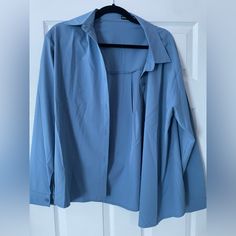 Fits Oversized, Never Worn. Silky Material Blue Button Down Shirt, Button Down Shirts, Shirt Color, Button Downs, Colorful Shirts, Button Down Shirt, Color Blue, Womens Sizes, Womens Tops