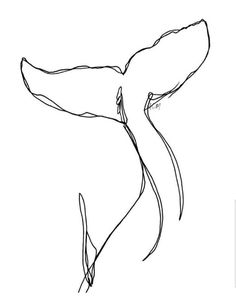 a black and white drawing of a whale tail