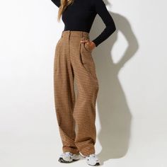 Super Cute Runs A Little Small Because Of The Thick Material 2024 Fits, Y2k Pants, Split Legs, Motel Rocks, White Halter Maxi Dress, Wool Trousers, Flare Trousers, Jumpsuit Trousers, Maxi Gowns