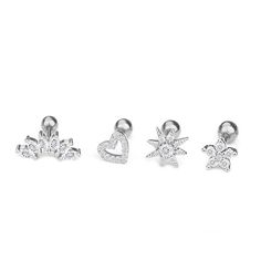 PRICES MAY VARY. Material: High Quality 316L Surgical Stainless Steel With 14K White Gold/Yellow Gold Plated; Hypoallergenic for Sensitive Ears, Free of Lead and Nickel, No Allergies. High Quality Clear CZ Zircon. Cute Small Pierced Upper Earring Studs With Barbell Screw On Backs, Can Be Used For Ear Tragus Piercings, Helix Studs Earrings, Auricle Pierced. Gauge: 16g/gauge=1.2mm; Bar Length: 6mm; Package Includes: 4Pcs( CZ Star, CZ Flower, CZ Hollow Heart, CZ Crown) Spiral Tiny Cartilage Stud Ea Helix Studs, Auricle Piercing, Lip Piercing Jewelry, Gifts For Best Friend, Cartilage Earrings Stud, Cartilage Stud, Body Jewelry Piercing, Hollow Heart, Heart Flower