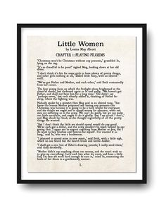 an old book page with the words little women written in black and white on it