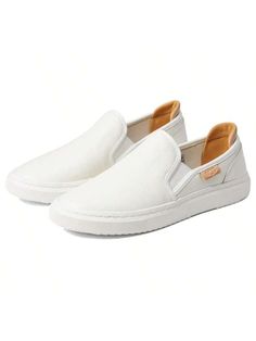 Bright White  Collar   Plain  Embellished   Women Shoes White Synthetic Slip-ons With Ortholite Insole, White Walking Shoes With Rubber Sole For Everyday Use, Everyday White Walking Shoes With Rubber Sole, Comfortable White Slip-on Sneakers For Walking, Non-slip Lightweight Sneakers For Walking, Lightweight Non-slip Walking Sneakers, Lightweight Non-slip Sneakers For Walking, Everyday White Synthetic Slip-on Sneakers, White Ortholite Insole Slip-on Sneakers