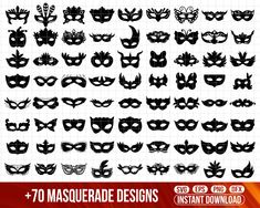 70 masquerade masks silhouettes