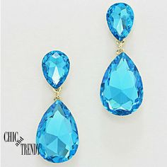 Blue Crystal Earrings For Formal Occasions, Blue Glamorous Crystal Earrings For Formal Occasions, Earrings Formal, Earrings Prom, Clear Crystal Earrings, Formal Earrings, Jewelry Hooks, Crystal Earrings Wedding, Formal Jewelry