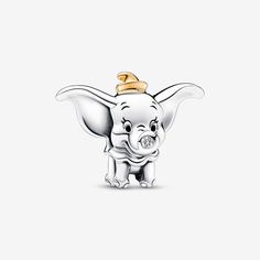 Believe in yourself like Disney's Dumbo, the little elephant with big ears and even bigger dreams. The limited edition Disney 100th Anniversary Dumbo Lab-grown Diamond Charm depicts the baby elephant soaring through the sky using his wonderful ears, crafted in sterling silver with solid 14k gold accents. He holds a lab-grown diamond in his trunk, symbolising the “magic” feather that gives him the confidence to fly. "Disney100" is engraved on the back of Dumbo's head to commemorate 100 years of w Baby Elefant, Bones Bracelet, Disney Charms, Charms Pandora, Pandora Disney, Bracelet Pandora, 925 Silver Bracelet, Elephant Charm, 100th Anniversary