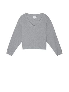 Wyatt Oversized V-Neck Sweatshirt - Heather Grey | NATION LTD Classic Oversized V-neck Top, Everyday Relaxed Fit V-neck Sweater, Trendy V-neck Sweatshirt In Relaxed Fit, Oversized Sporty V-neck Top, Sporty Tops For Weekend Fall Season, Sporty Oversized V-neck Top, Sporty Tops For Fall Weekend, Sporty Top For Weekend Fall Season, V-neck Loungewear Top With Ribbed Cuffs