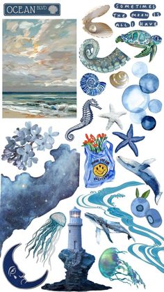 an ocean themed sticker sheet with sea creatures