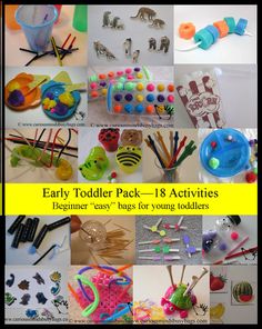 the collage shows many different activities for toddlers