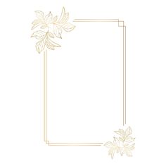 a golden frame with leaves on the side and a white background in the bottom corner