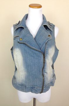 Find Jou Jou Womens L Distressed Motorcycle Denim Jean Vest Blue Zipper Detail on eBay in the category Clothing, Shoes & Accessories>Women>Women's Clothing>Coats, Jackets & Vests. Medium Wash Denim Jacket With Zipper Closure, Cute Vest, Jean Vest, Studio Lighting, Zipper Detail, Denim Jean, Denim Vest, Vest Jacket, Denim Jeans