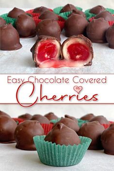 chocolate covered cherries with the words easy chocolate covered cherries