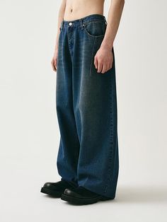 These wide denim pants are accented with diagonal pintuck detail and brush washing. They're made from seasonless 13.05oz cotton denim and neatly finished with durable double stitching.- Zip and logo-engraved button fastening  - Five pockets- Darts at waist and hem- Logo leather label at back- Brush washing- High quality sewing finish- Wide fit - Unisex wear Wash Brush, Leather Label, Pin Tucks, Denim Pants, Sewing, Green, Pants, How To Wear