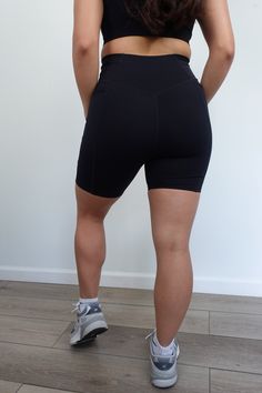 Our Power Pocket Shorts have a buttery silk like material, with a high rise fit. They contain a core stability to hug you in all the right places and have double pockets. 75% Nylon, 25% Spandex Model is wearing a size small. Waist: 28 in. Hips: 35 inch. Nylon Activewear With Side Pockets For Yoga, Nylon Yoga Activewear With Side Pockets, Nylon Yoga Bottoms With Side Pockets, Black Athleisure Bottoms With Contoured Waistband, Sporty Activewear With 5-inch Inseam And Side Pockets, Nylon Yoga Bottoms With Pockets, Functional High Waist Black Bottoms, High Stretch Short Activewear With Pockets, High Stretch Activewear Shorts With Pockets