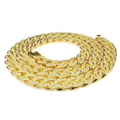 Men's 36" inch long x 18 mm wide Cuban link rapper chain necklace. Boasts a dazzling 18k yellow gold plated finish over thick alloy metal core. Heavy hip hop chain weighs a hefty 375 grams - has a premium feel. Links encrusted with round-cut Czech stones Chain features a chunky box clasp lock. Made in Korea for a solid quality chain necklace that is sure to please. 100% FREE SHIPPING in USA. Order now! Hip Hop Chains, Cuban Chain Necklace, Metal Core, Box Clasp, Hip Hop Jewelry, Cuban Chain, Cuban Link, Round Cut, Crochet Earrings