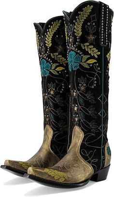 Women's Old Gringo Bloom | Zappos.com Western Boots With Floral Print For Fall, Leather Boots For Fall Festival, Fall Festival Leather Boots, Bohemian Round Toe Boots With Floral Print, Bohemian Floral Print Round Toe Boots, Winter Floral Print Boots, Fall Festival Leather Heeled Boots, Leather Boots With Floral Print For Spring, Spring Leather Boots With Floral Print