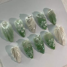 Jade Nails, Cute Simple Nails, Pretty Gel Nails, Really Cute Nails, Unique Acrylic Nails, Prom Nails, Manicure Y Pedicure, Funky Nails, Dream Nails