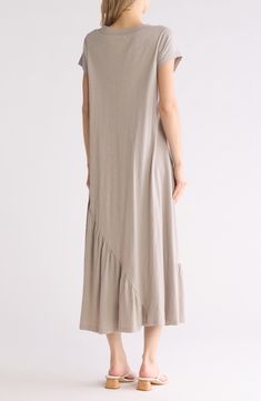 An asymmetric ruffle brings contemporary flair to a flowy maxi dress cut from soft and breathable cotton. Crewneck Short sleeves 100% cotton Machine wash, dry flat Imported Daytime Dresses, Flowy Maxi Dress, Dress Cuts, Sundress, Nordstrom Rack, Dress Skirt, Fashion Dresses, Dress Outfits, Short Sleeves