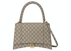 Gucci X Balenciaga Bag, Timeless Gucci Bag With Dust Bag, Elegant Gucci Top Handle Shoulder Bag, Timeless Gucci Office Bag, Timeless Gucci Bag With Detachable Handle, Classic Gucci Shoulder Bag For Everyday Luxury, Luxury Gucci Bag With Branded Hardware, Luxury Gucci Shoulder Bag For Office, Timeless Gucci Business Bags