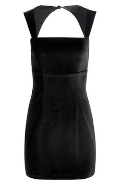 This LBD was made for nights out with its sleek body-con fit in stretch velvet—and you'll want to style your hair up to show off the dramatic open back detailed with a faux-pearl button. 32 1/2" length (size 6) Exposed back zip; open back with button-and-loop closure Square neck Sleeveless Lined 80% cotton, 18% lyocell, 2% elastane Dry clean Imported Wide Leg Jeans Cropped, Fitted Mini Dress, Chelsea Boots Men, Mini Dress Black, Fitted Style, Dress Crafts, Leopard Print Blouse, Stretch Velvet, Mini Cocktail Dress