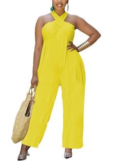 One Piece Halter Soild Color Jumpsuits Newgew Nude Ankle Boots, Bodycon Tops, Colorful Jumpsuit, Pants Loose, White Jumpsuit, Plus Size Jumpsuit, Long Sleeve Bodycon, Blush Color, Tops For Leggings