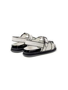 Step out in style with these caged design sandals, featuring a side buckle fastening and open toe for a chic, on-trend look. The slingback strap and branded insole offer comfort and support for all-day wear, while the flat sole provides a laid-back, casual vibe perfect for any occasion. White and black canvas/lambskin material Caged design with side buckle fastening Open toe and slingback strap Branded insole and flat sole for comfort | Jimmy Choo Women's Elyn Flat Linen And Leather Sandals in W Jimmy Choo Flats, Design Sandals, Trendy Sandals, Prada Designer, Black Canvas, Leather Sandals, Jimmy Choo, Open Toe, Bags Designer