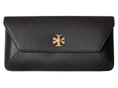 Tory Burch Kira Envelope Clutch (Black) Clutch Handbags. Make your style fresh and clean with the posh Tory Burch Kira Envelope Clutch. Made of leather. Flap with turn-lock closure. Signature logo hardware detail at front. Lined interior. Interior back-wall zip pocket. Three interior slip pockets. Imported. Measurements: Bottom Width: 10 1 4 in Depth: 1 in Height: 5 1 2 in Weight: 9.8 oz #ToryBurch #BagsandLuggage #Handbag #Clutch #Black Tory Burch Kira, Clutch Black, Black Clutch, Envelope Clutch, Egift Card, Clutch Handbag